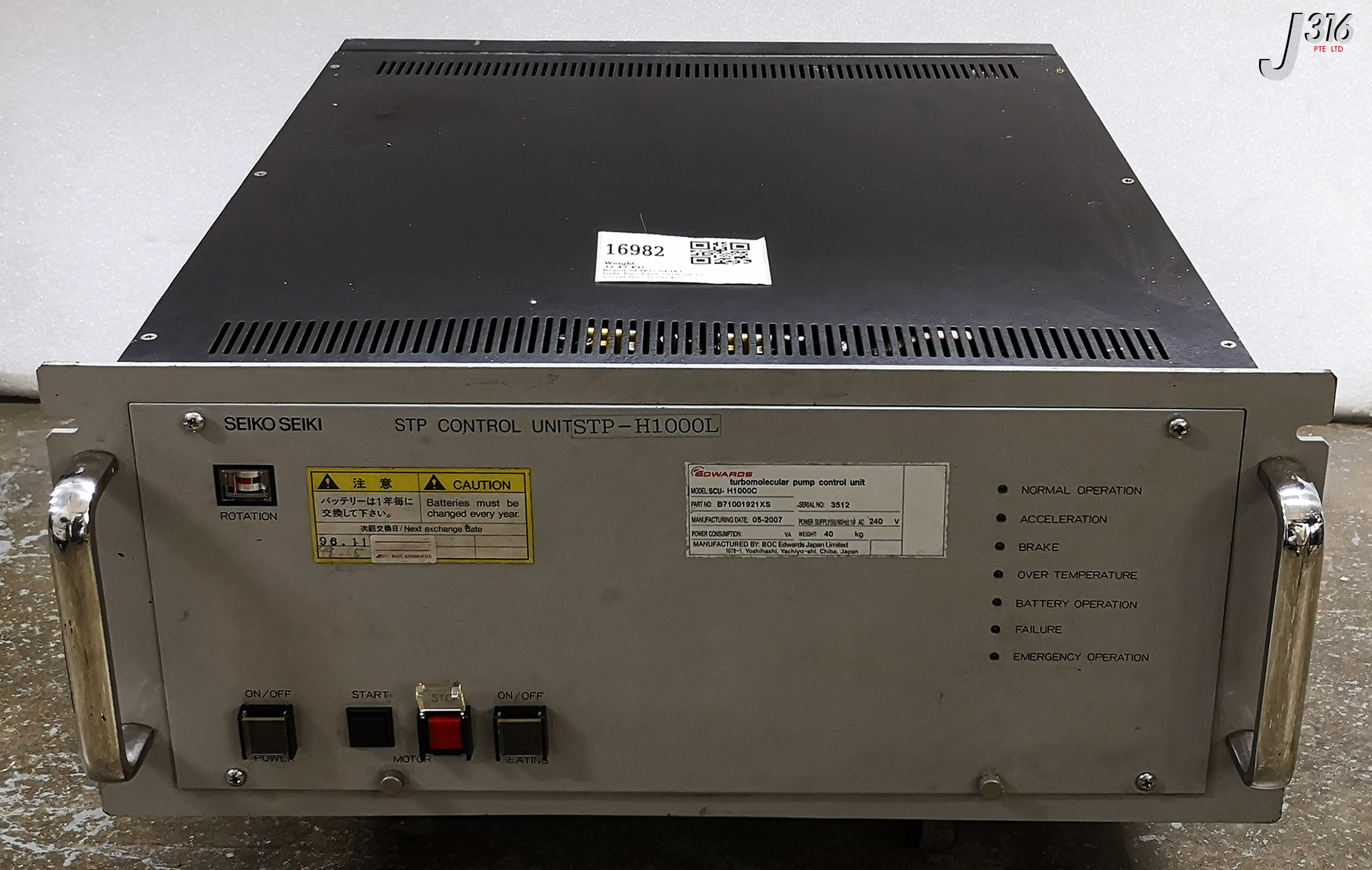 16982 SEIKO SEIKI TURBO MOLECULAR PUMP CTRL UNIT STP-H1000L SCU